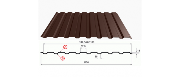 Профнастил коричневый оцинкованный  RAL 8017 С-20 купить недорого в Данках