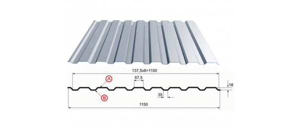 Профнастил оцинкованный С-20 1100x2500 купить недорого в Данках